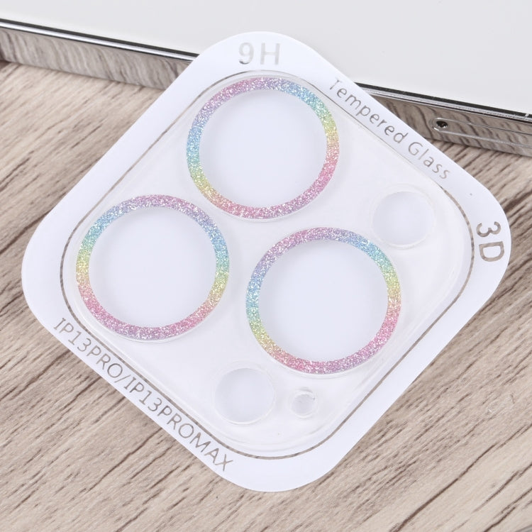 For iPhone 15 Pro / 15 Pro Max Glitter Ring Tempered Glass Camera Lens Film(Colorful)