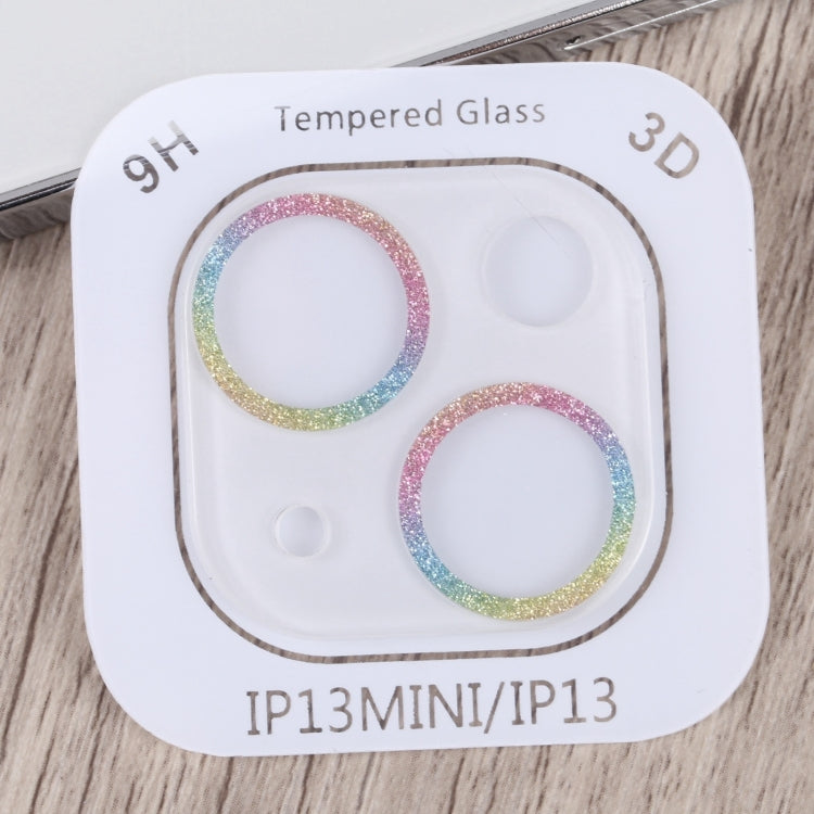 For iPhone 15 / 15 Plus Glitter Ring Tempered Glass Camera Lens Film(Colorful)