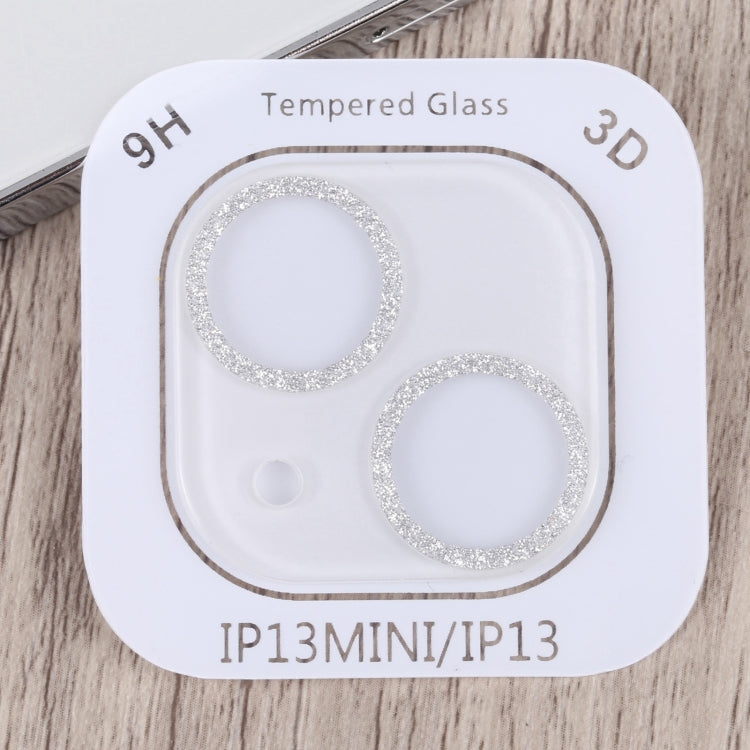 For iPhone 15 / 15 Plus Glitter Ring Tempered Glass Camera Lens Film(Silver)