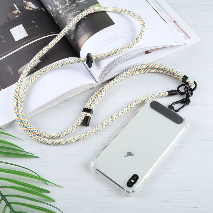 7mm Adjustable Crossbody Mobile Phone Anti-Lost Lanyard with Clip(Water Pattern Sky Blue Brown)