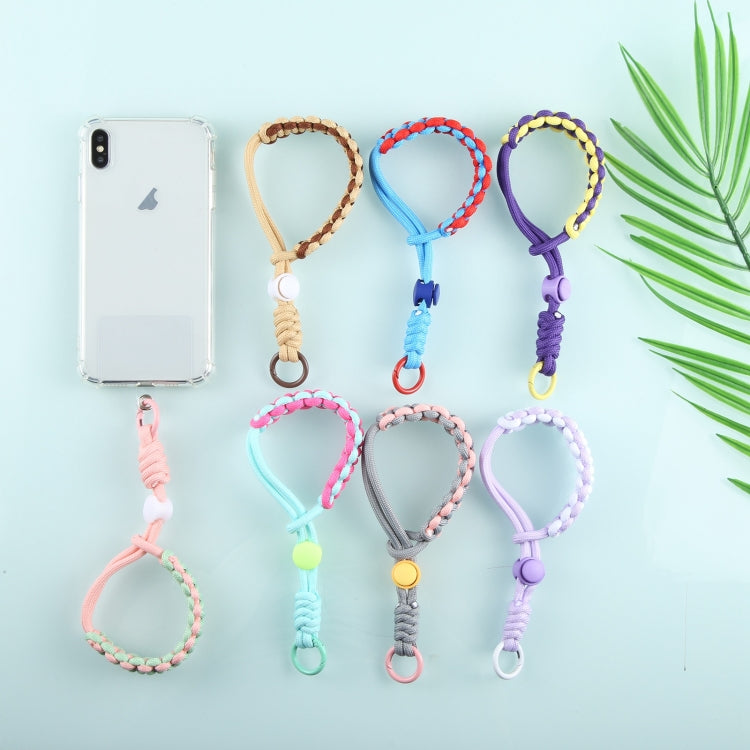 Universal Phone Braided Short Lanyard Phone Anti-lost Hand Strap(Light Blue Pink)