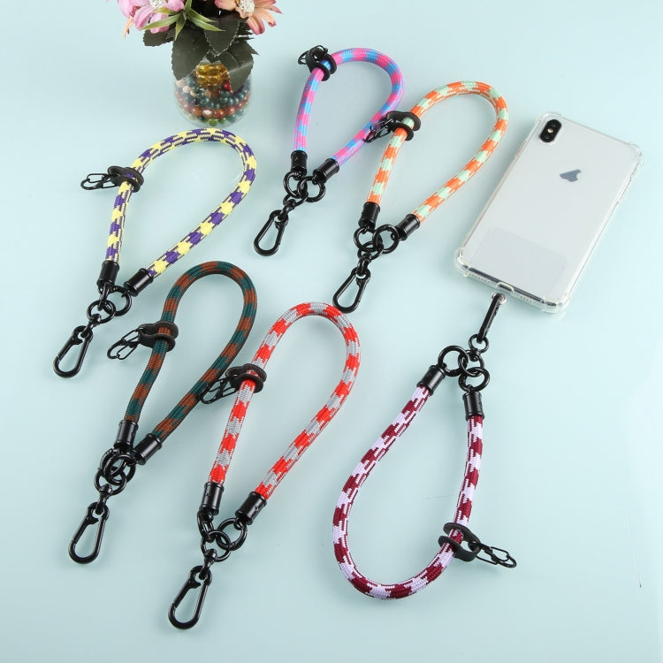 Universal Mobile Phone Pattern Short Wrist Lanyard(Pink Yellow)