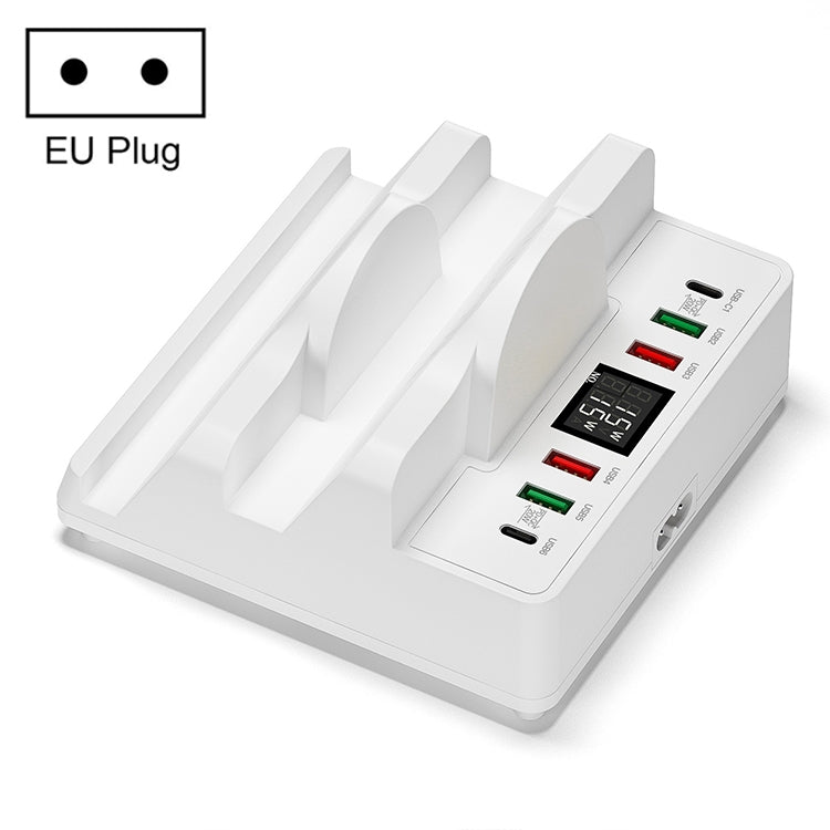 F6 Multifunctional Dual Wireless Charger with Phone Holder & Current Display, EU Plug