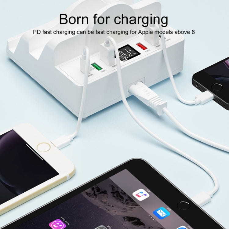 F6 Multifunctional Dual Wireless Charger with Phone Holder & Current Display, EU Plug