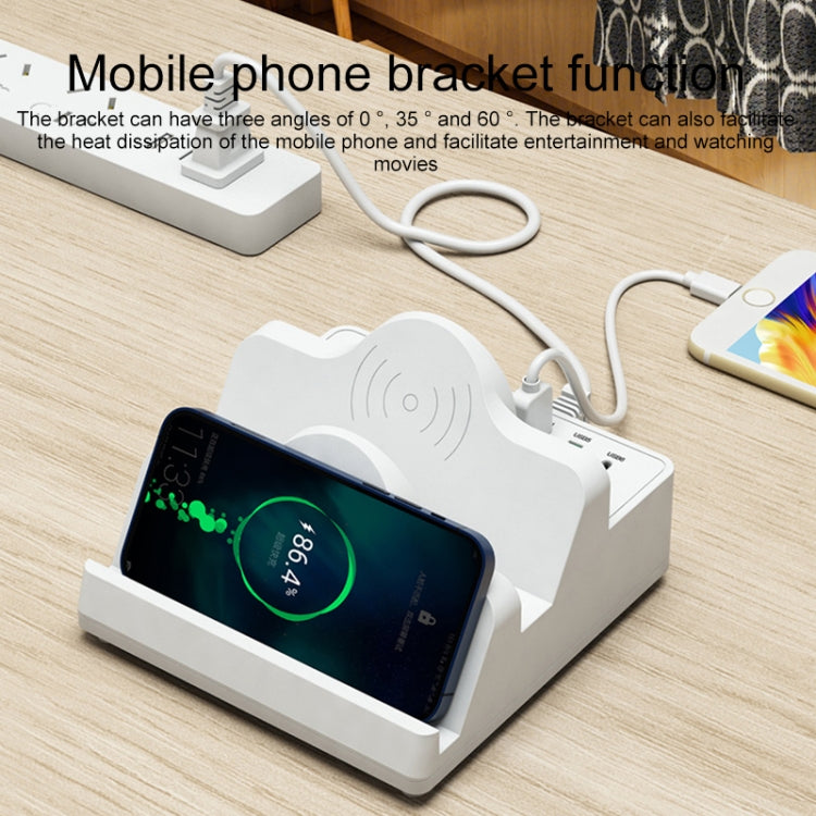 F6 Multifunctional Dual Wireless Charger with Phone Holder & Current Display, EU Plug