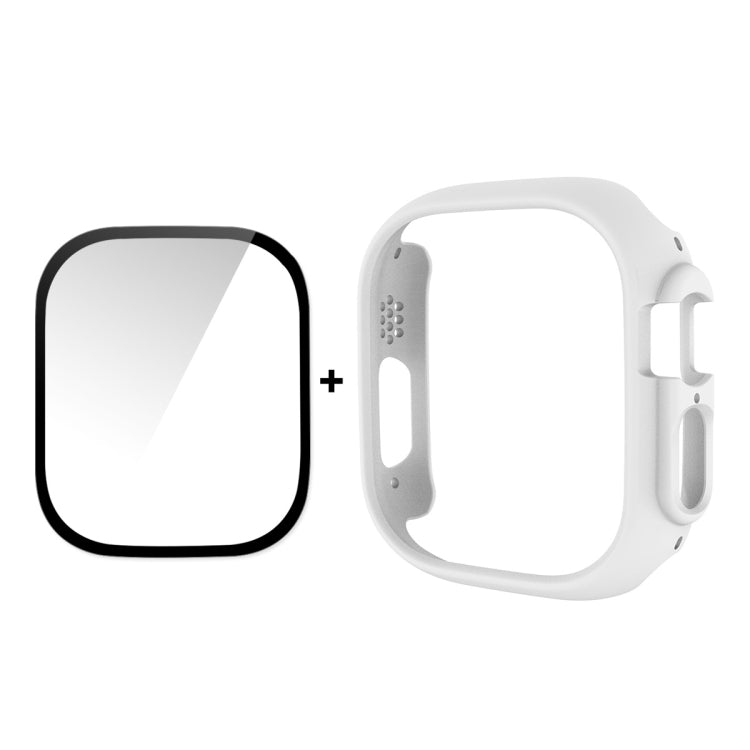 For Apple Watch Ultra 49mm ENKAY 2 in 1 PC Case + Full Coverage 9H Tempered Glass Film(White)