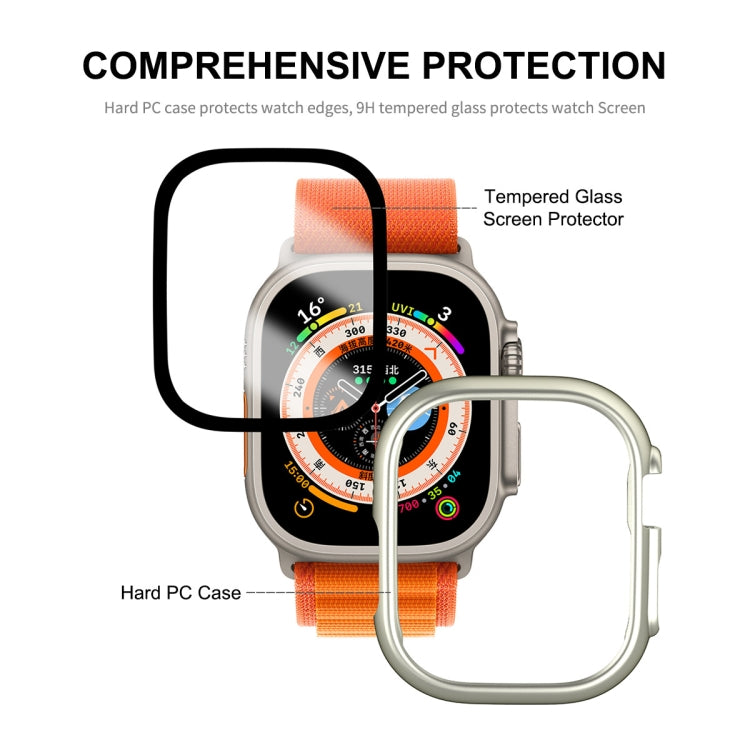 For Apple Watch Ultra 49mm ENKAY 2 in 1 PC Case + Full Coverage 9H Tempered Glass Film(White)