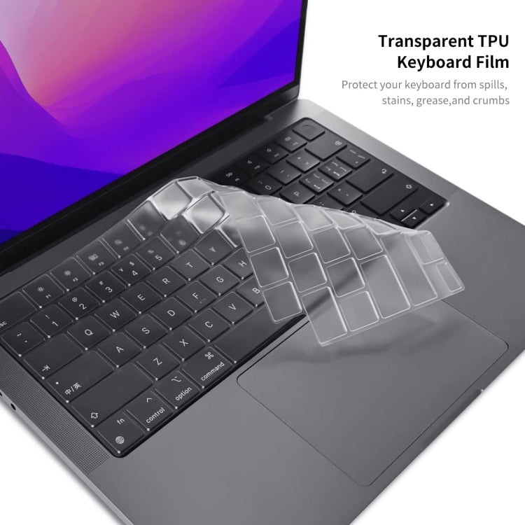 For MacBook Pro 14.2 A2442/A2779 2023 ENKAY Hat-Prince 3 in 1 Protective Bracket  Case Cover Hard Shell with TPU Keyboard Film / Anti-dust Plugs, Version:EU(Blue)