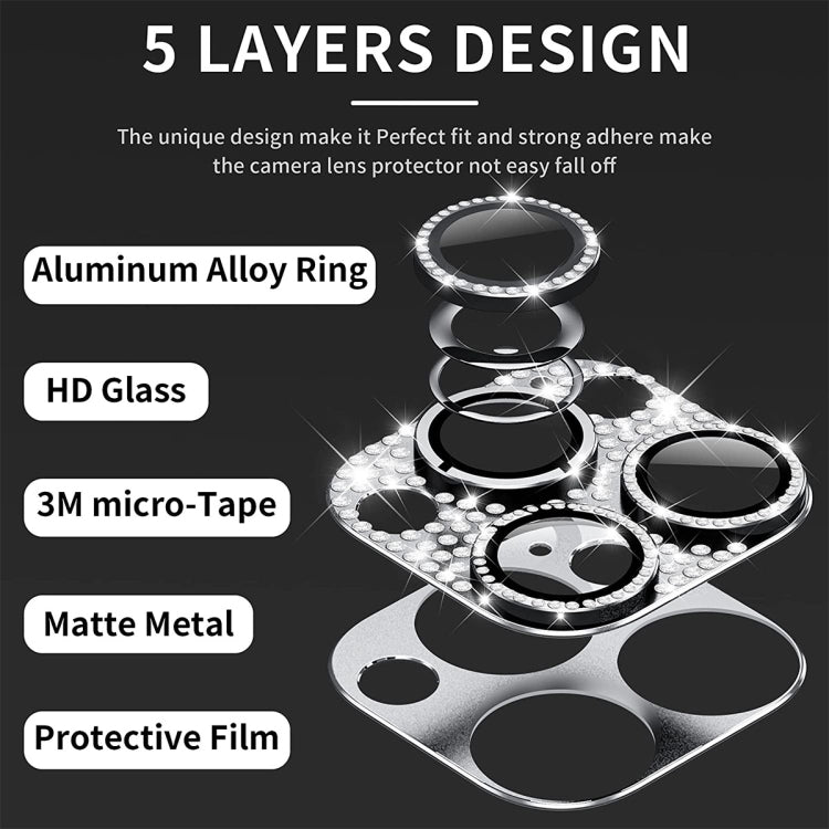 For iPhone 14 Pro / 14 Pro Max ENKAY Hat-Prince Blink Diamond Camera Lens Aluminium Alloy Tempered Glass Film(Black)