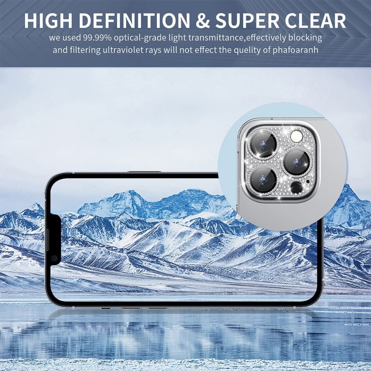 For iPhone 14 Pro / 14 Pro Max ENKAY Hat-Prince Blink Diamond Camera Lens Aluminium Alloy Tempered Glass Film(Black)