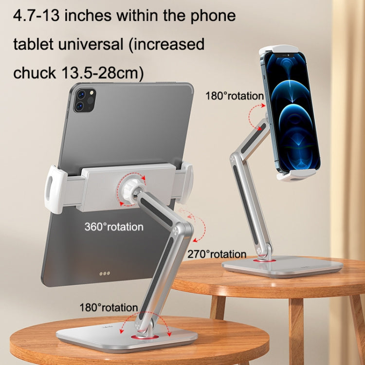 SSKY X38 Desktop Phone Tablet Stand Folding Online Classes Support, Style: Long Arm Version (White)