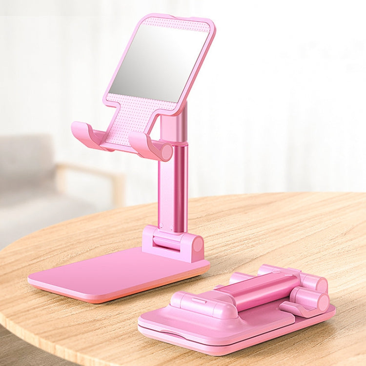 SSKY X5 Desktop Phone Live Foldable Tablet Bracket, Style: With Mirror Version (Pink)