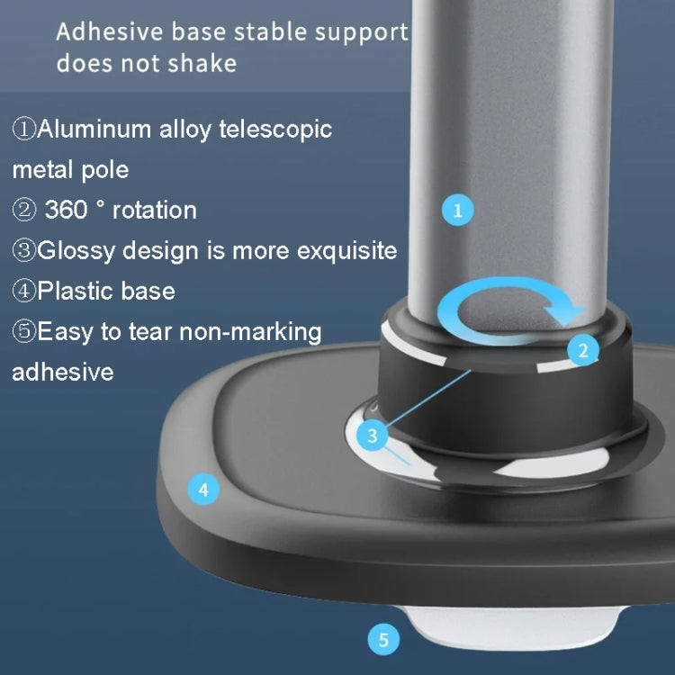 Mobile Live Piercing Bracket Aluminum Alloy 360 Degree Rotation Telescopic Adjustment Bedside Desktop Live Bracket(Gray)