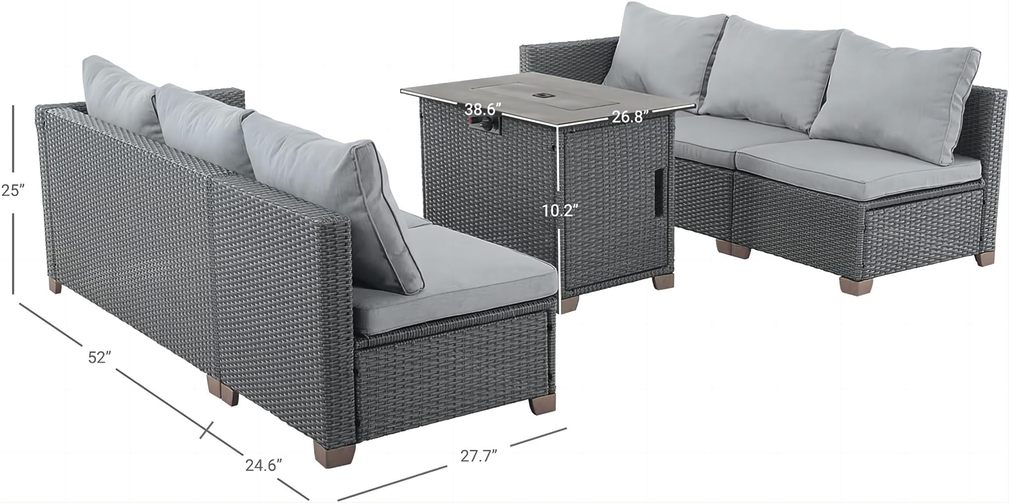 5 Pieces Outdoor Patio Wicker Furniture Set