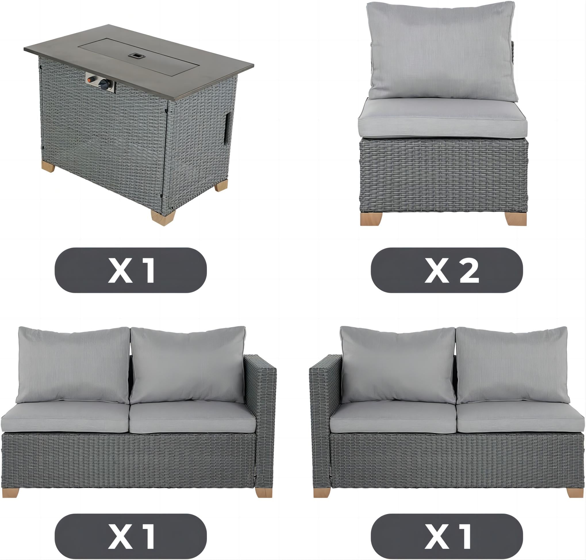5 Pieces Outdoor Patio Wicker Furniture Set