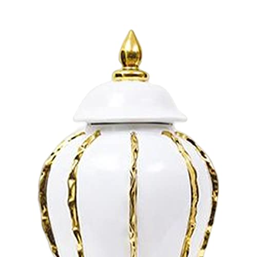 Traditional Temple Porcelain Ginger Jar Ceramic Vase 12 inch Decorative Display for Weddings, Office Desk, Home