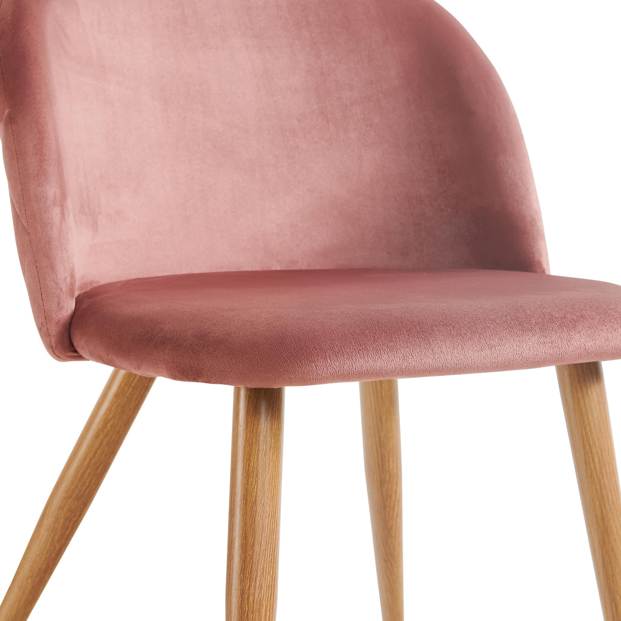 Velvet Rose Chair+ Oak Legs 2PCS