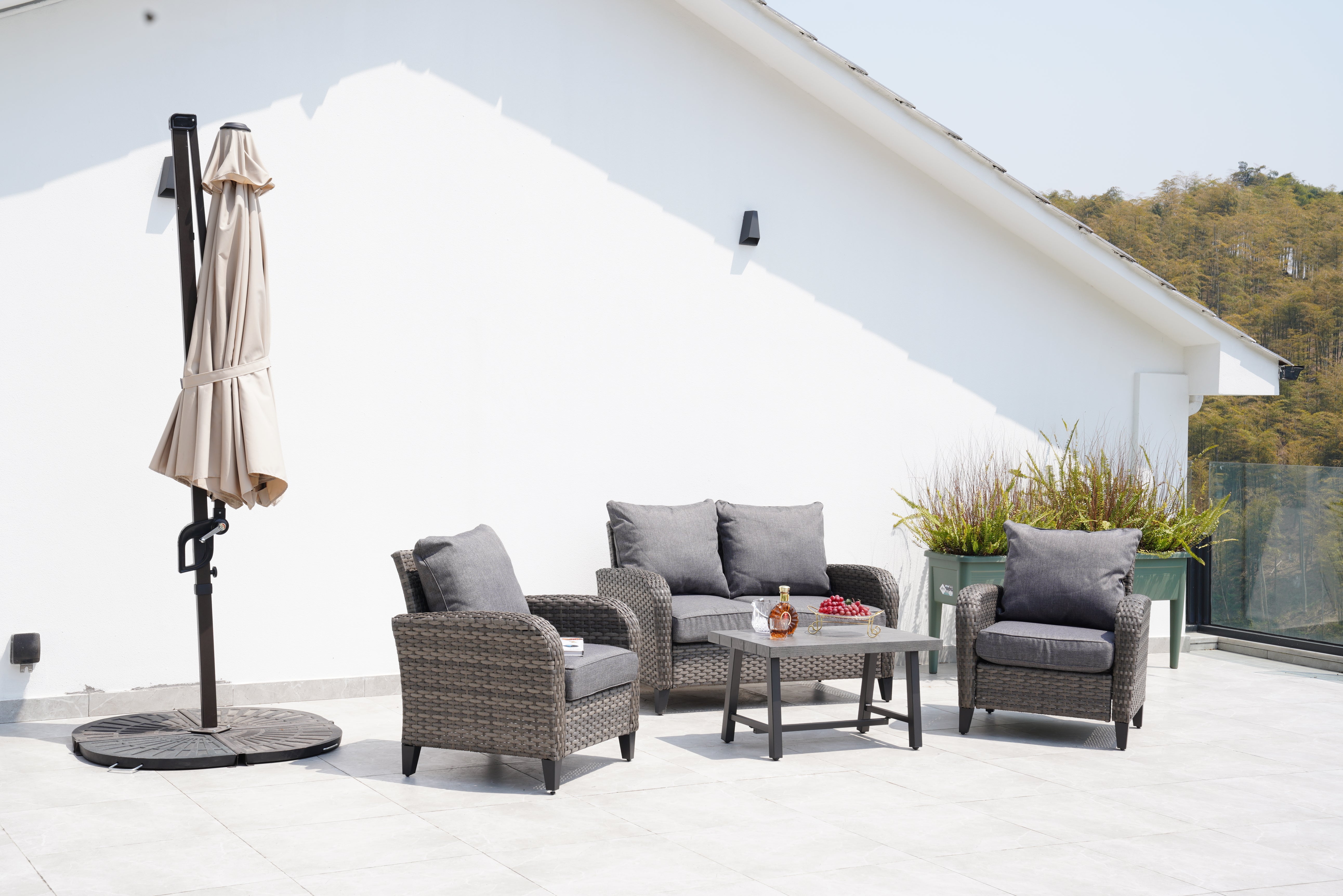 Outdoor Rattan Sofa Set, 4 PCS