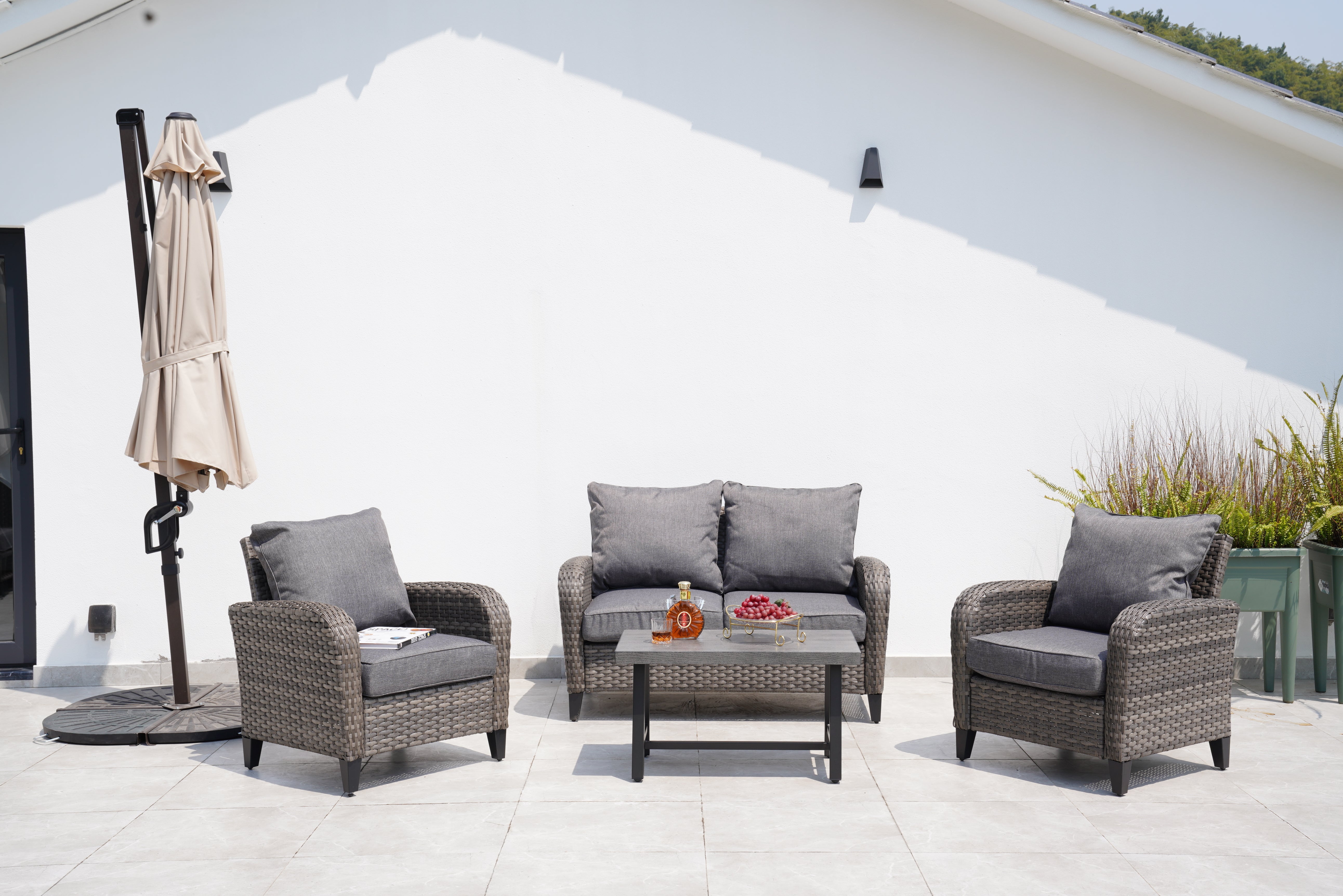 Outdoor Rattan Sofa Set, 4 PCS