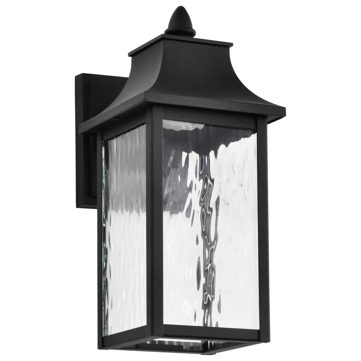 SATCO/NUVO Austen Collection 1-Light Outdoor Small Wall Fixture LED Smart - Starfish RGBTW CCT Selectable Matte Black Clear Water Glass (62-5997)