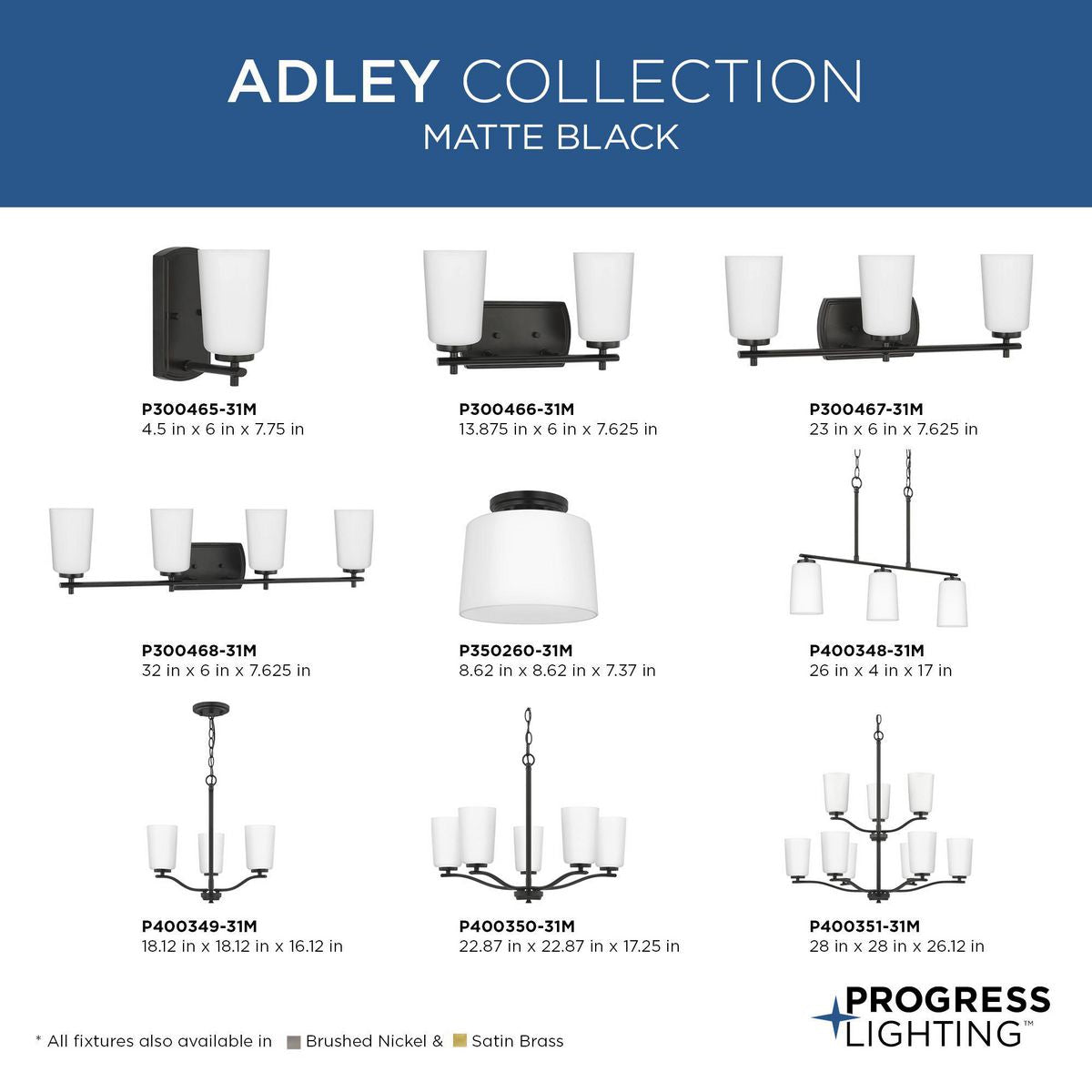 Progress Lighting Adley Collection Five-Light Chandelier Matte Black (P400350-31M)