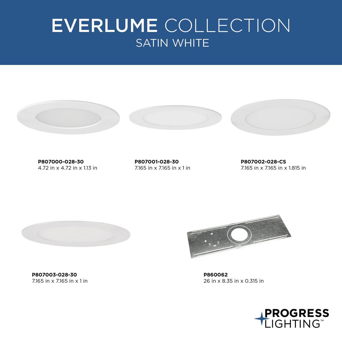 Progress Lighting Everlume LED Collection 6 Inch Edgelit LED Trim Junction Box Satin White (P807003-028-30)