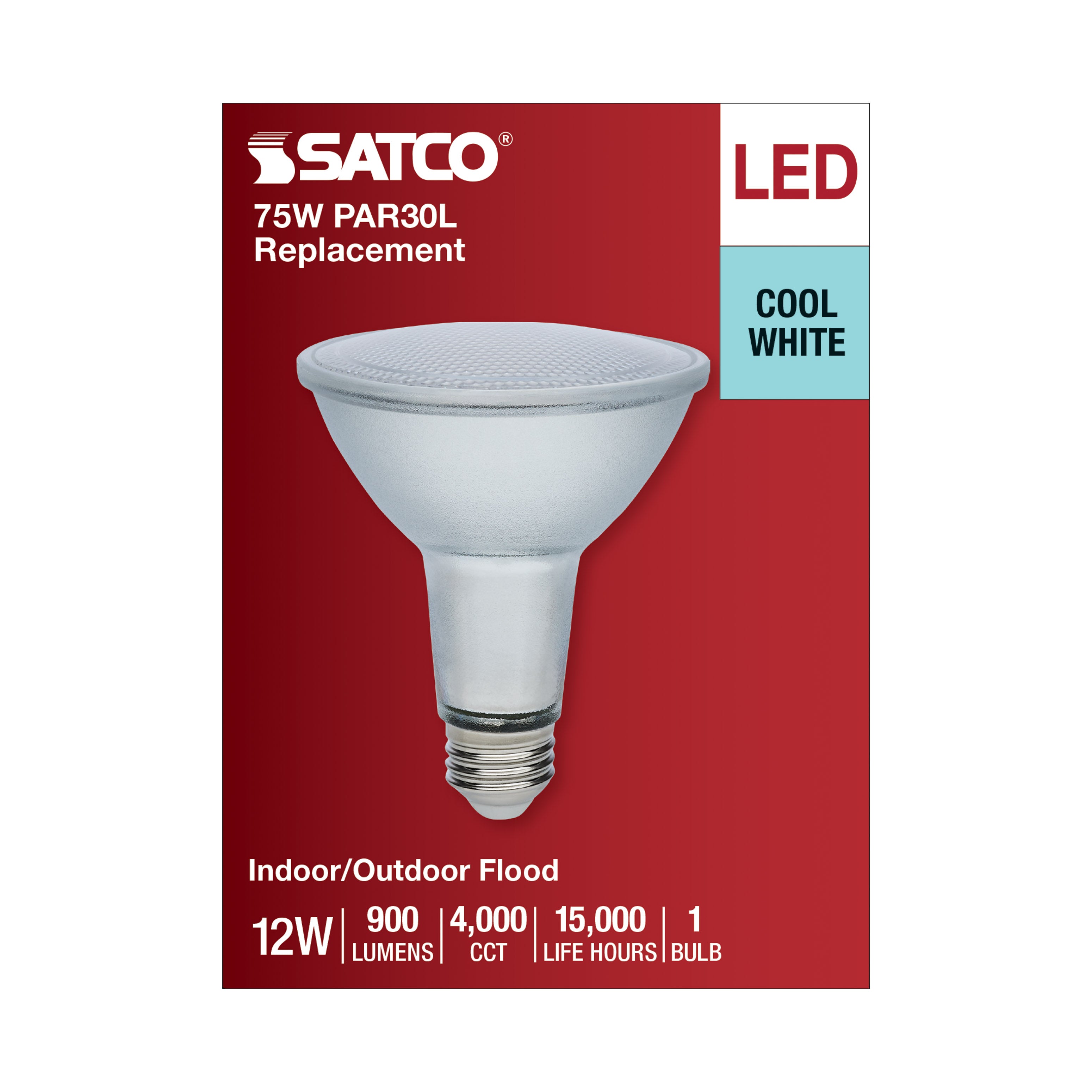 SATCO/NUVO 12W Economy LED PAR30LN 4000K 35 Degree Beam Angle Medium Base 120-277V Silver Finish (S11498)