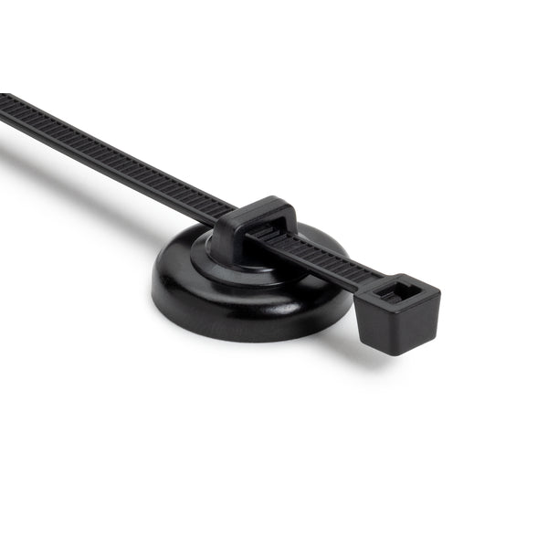 HellermannTyton Magnetic Cable Tie Mount Unassembled Set 0.91 Inch Diameter Neodymium (Magnet)/Polyacetal (POM)/Steel 15 Pound Pull Black 100 Per Box (156-03233)