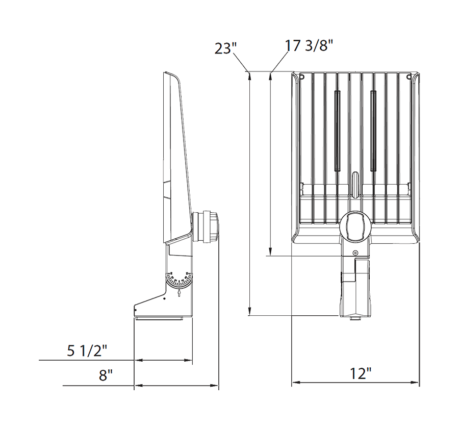 RAB A22 Field Adjustable Area Light 150W/120W/100W 3000K/4000K/5000K Type 4 Pole Mount 480V 7-Pin Receptacle White (A22-4T150W/480)