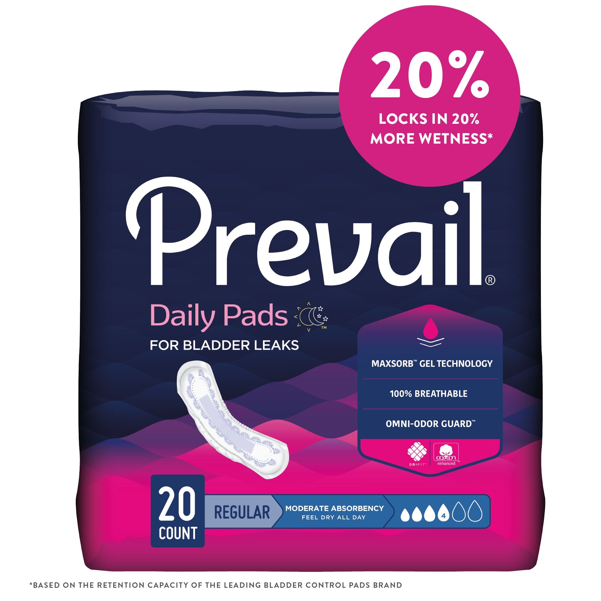Prevail? Daily Pads Moderate Bladder Control Pad, 9.25