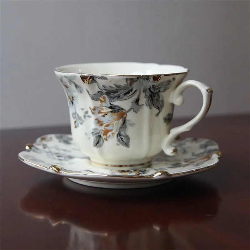 Porcelain Flower Tea Cups Set by Afralia? - Elegant Coffee Cup Saucer Set