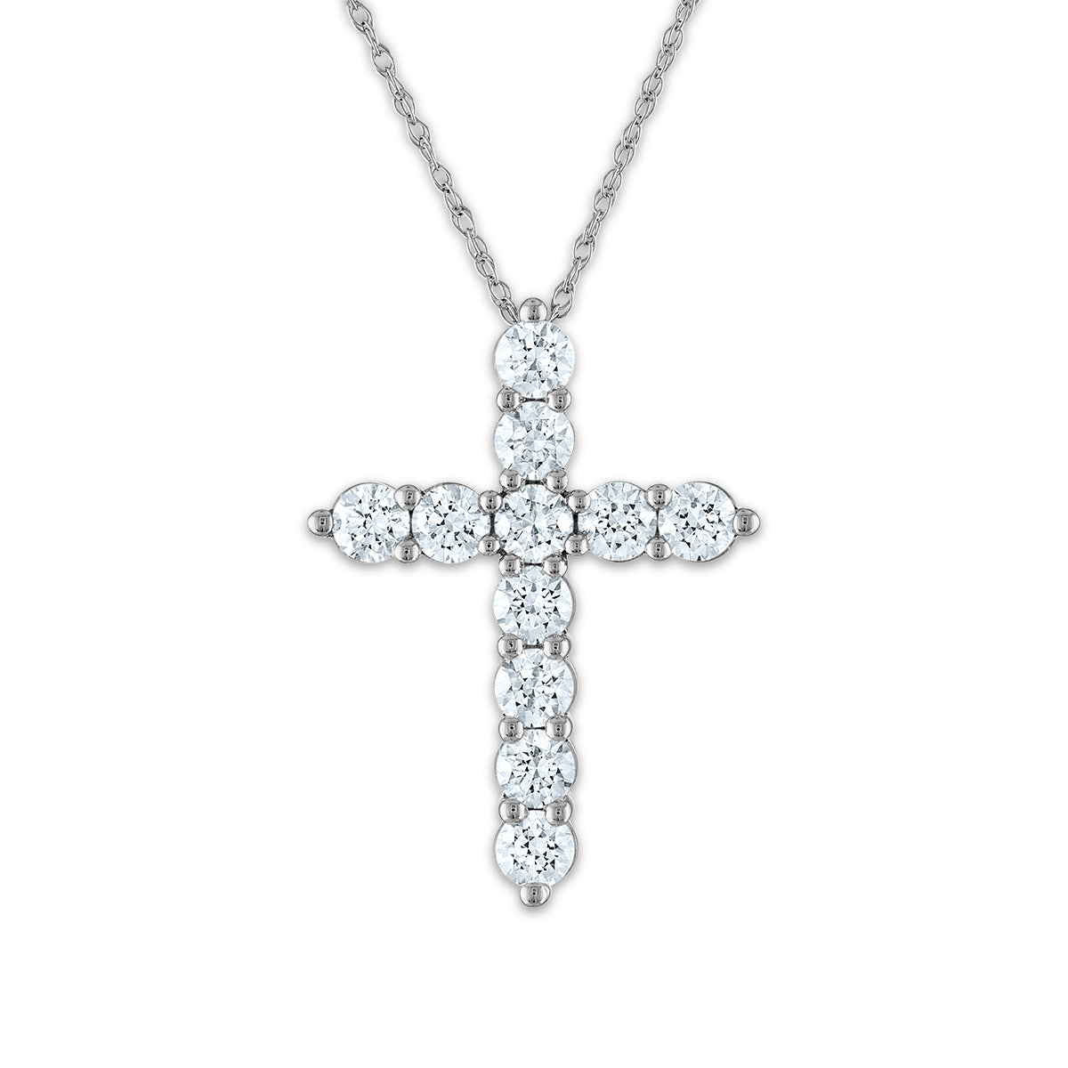 14KT White Gold 2 CTW Diamond 29X21MM 18-inch Cross Pendant