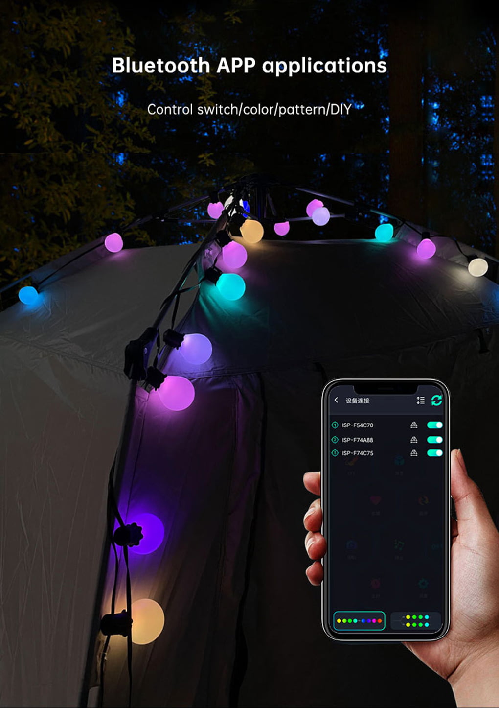 LuxFond APP Bluetooth Controlled Smart LED Bulb String Lights