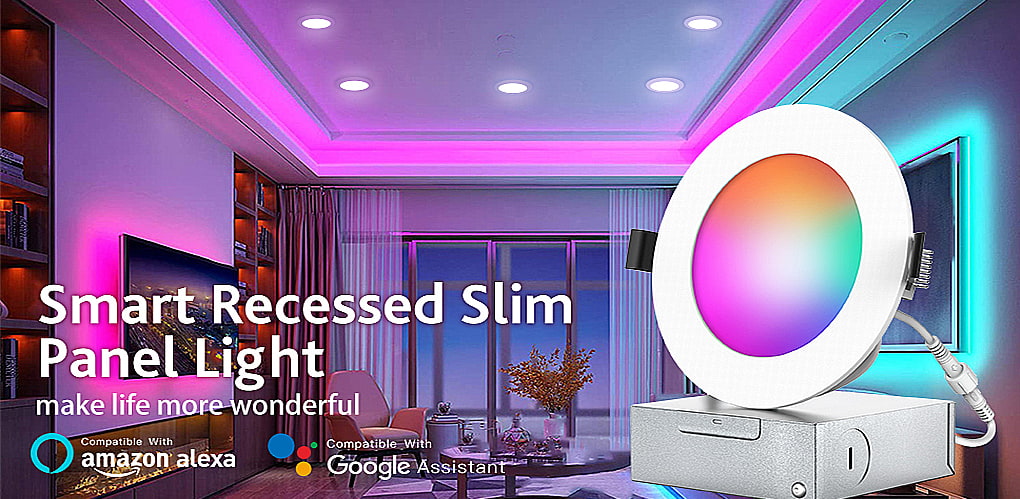 LuxFond Affordable Smart 9W 12W RGBW Recessed Slim Panel Light