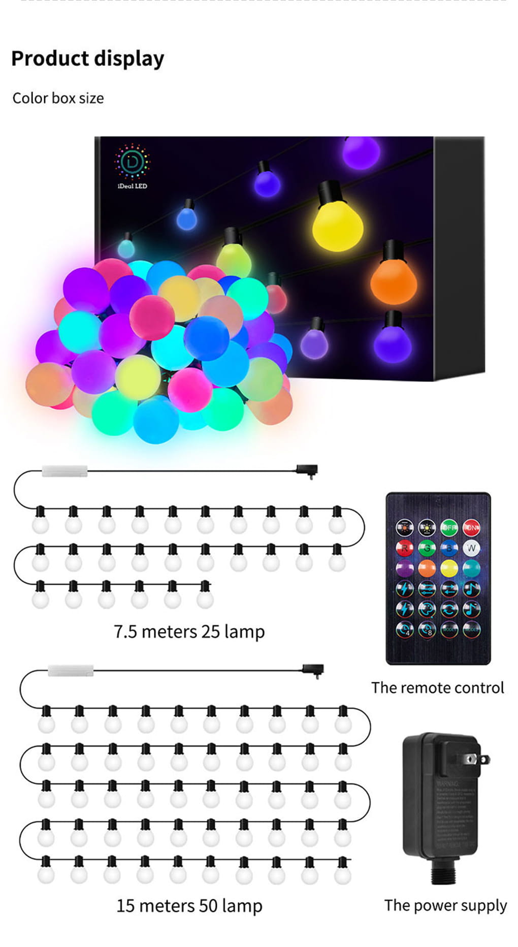LuxFond Smart APP Controlled LED Bulb String Lights Mulitple Sizes