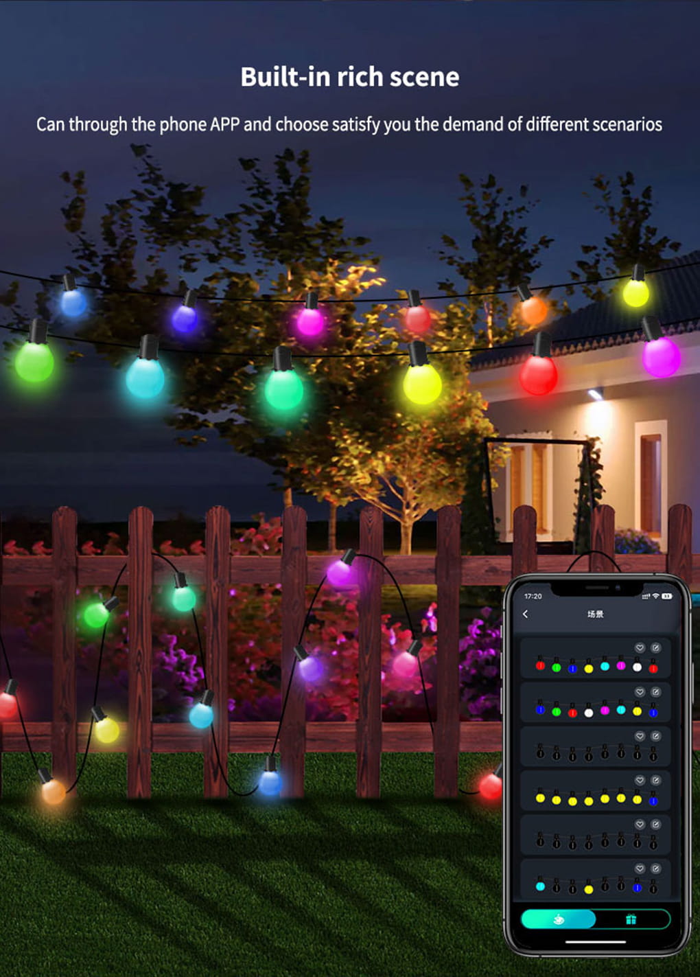 LuxFond Smart APP Controlled RGB LED Bulb String Lights