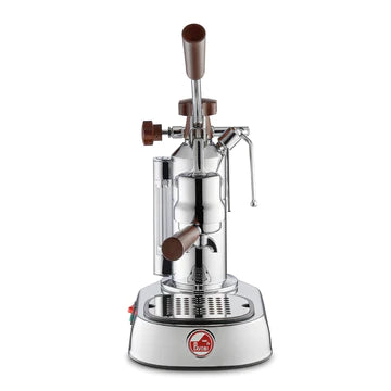 La Pavoni Europiccola Chrome with Wood 8 Cup Espresso Machine EPW-8