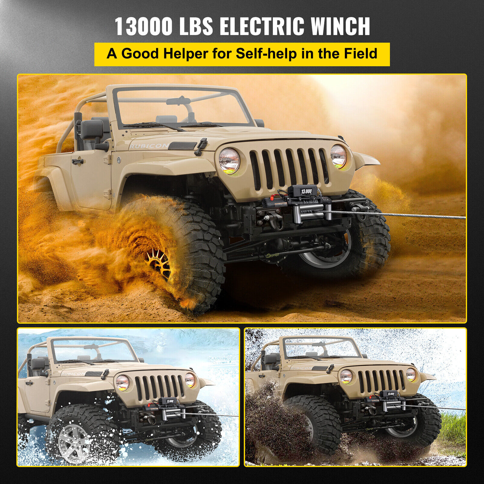 13000LBS Electric Winch 12V 85FT Steel Cable Off-road UTV Truck Towing Trailer