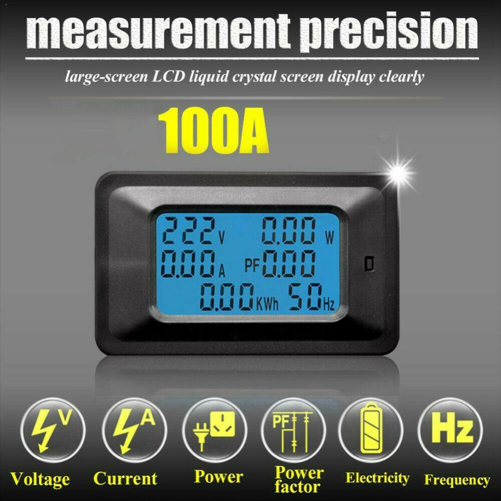 Digital Volt Watt Power Voltage Meter Monitor 100A AC LCD  KWh Voltmeter Ammeter