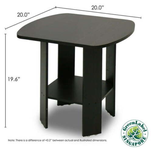Modern End Side Table w/ Bottom Storage Shelf Living Room Bedroom Espresso 2Pc