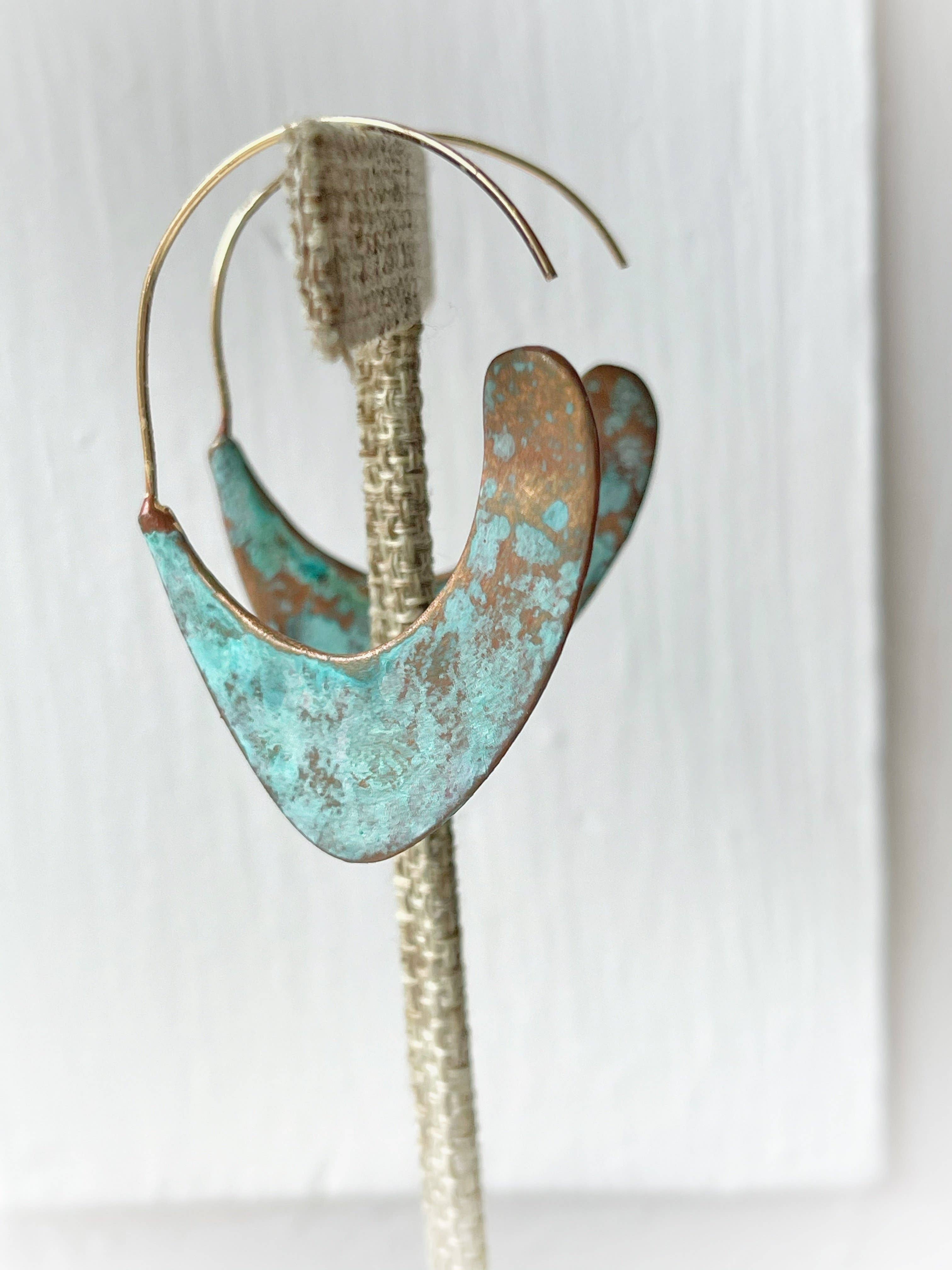 Hand-Painted Patina Half Hoop Earrings