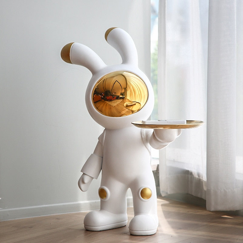Space Bunny Statue with Tray