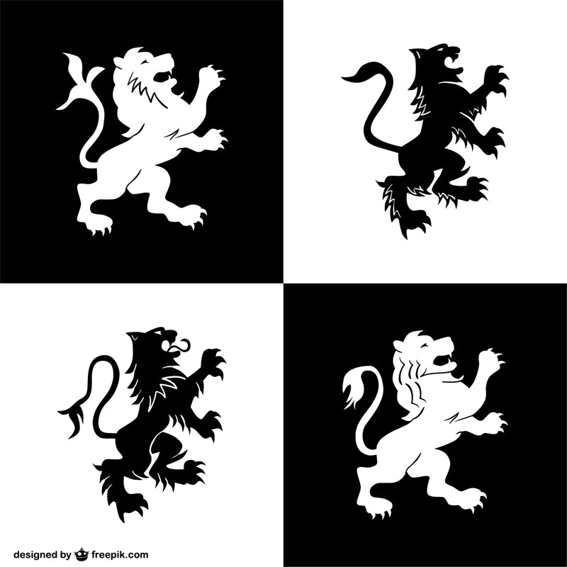 Traditional Logo Mockups Illustration - EU History Symbol Vector - King Crown Lion Griffin double-headed eagle Knight Castle