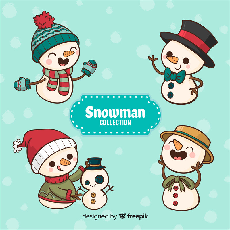 Bonhomme de neige d'hiver, saison de Noël, éléments dessinés à la main - Téléchargement gratuit au format PNG/PSD/JPG