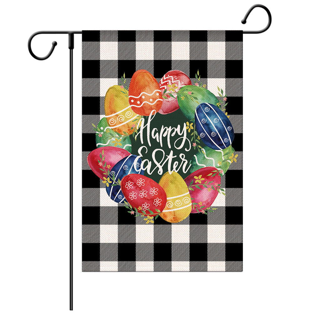 Drapeau de bienvenue de Pâques - Drapeau de jardin lapin - Modèles de drapeaux de jardin - Illustration