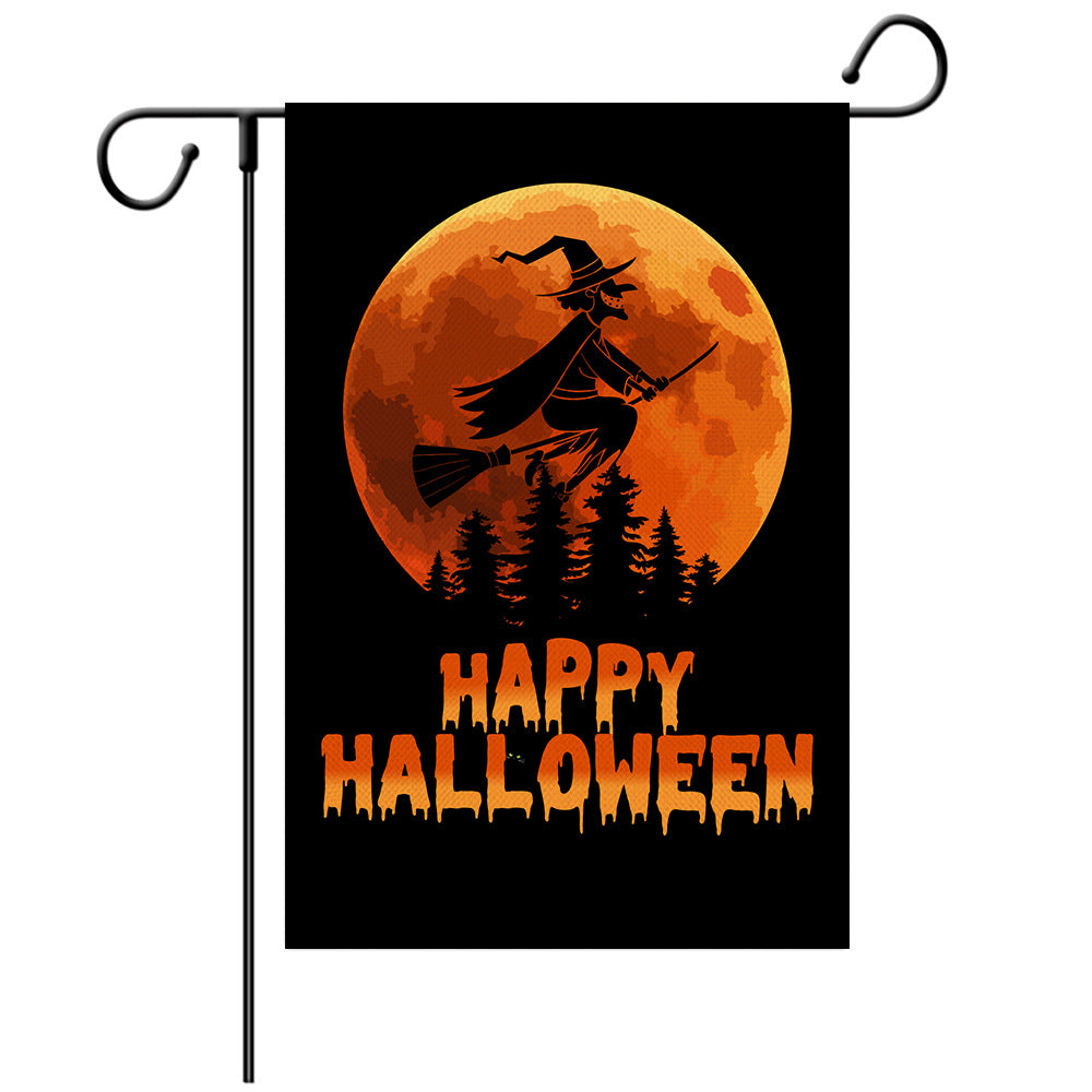Halloween Welcome Flag - Pumpkin Monster/Witch/Zombie  Garden Flag - Yard Flag Designs - Illustration 