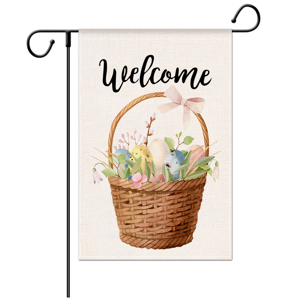 Easter Welcome Flag - Bunny Garden Flag - Yard Flag Designs - Illustration