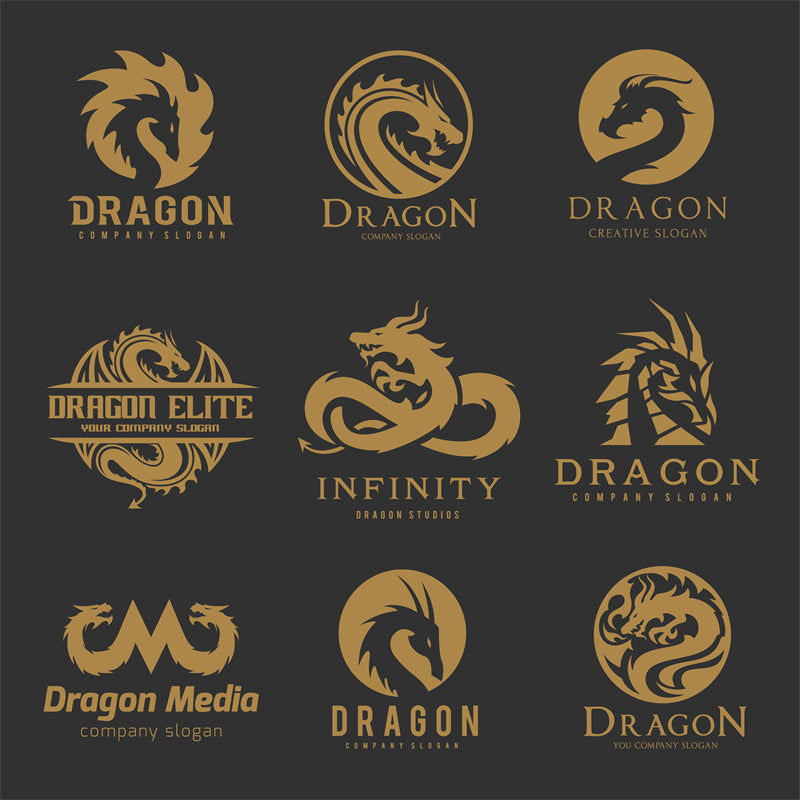 Dragon Logo Mockups - Badge - Icon Handdraw -Vector ELments  