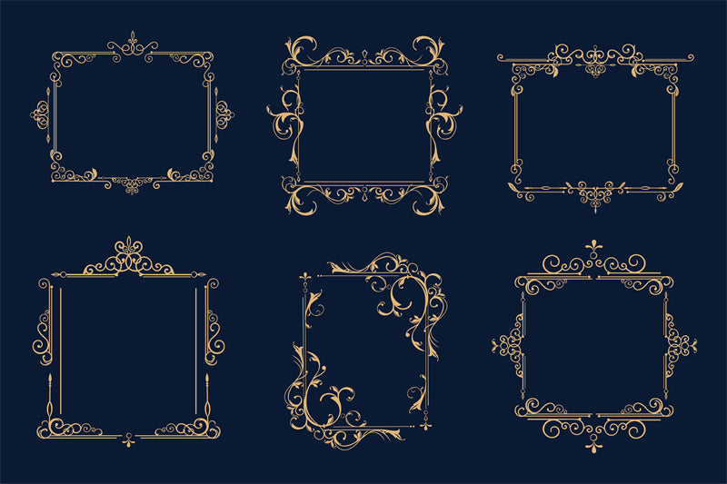 Collection de cadres de luxe, bordures victoriennes vintage, motifs décoratifs à la main - Téléchargement gratuit en format Png/PSD/JPG