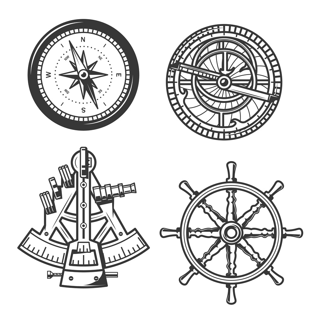 Rudder - Sailing -Steel Wheel Elements -Vector-image-jpg-eps- Logo Badge designs